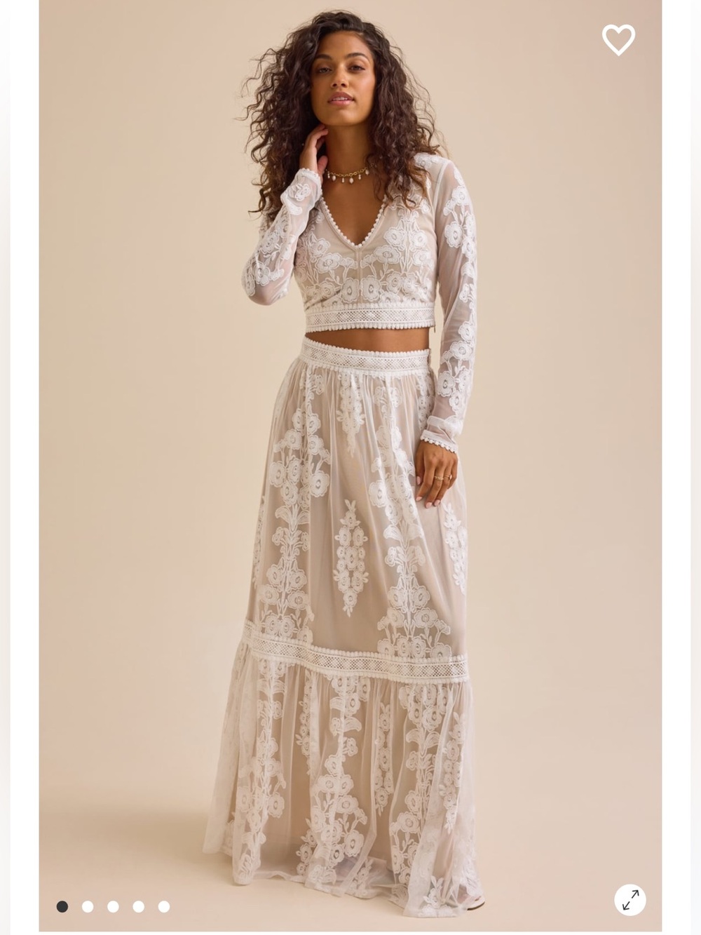 🆕#29~ Arissa Floral Lace Embroidered Maxi Skirt, Size Lg